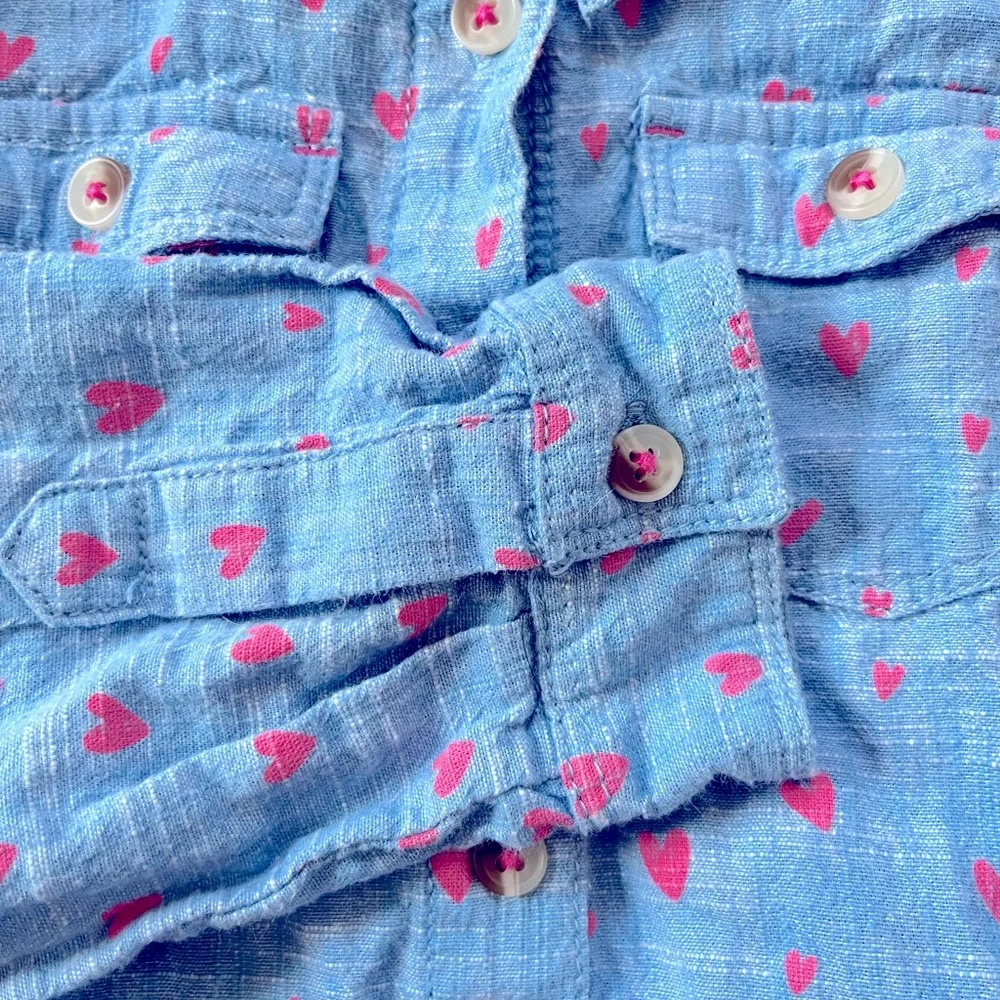 Hatley Chambray Hearts Button Down Dress - Size 5